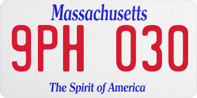 MA license plate 9PH030