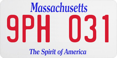 MA license plate 9PH031