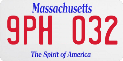 MA license plate 9PH032