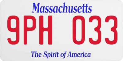 MA license plate 9PH033