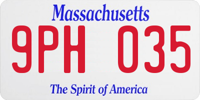 MA license plate 9PH035