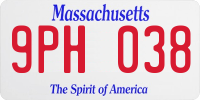 MA license plate 9PH038