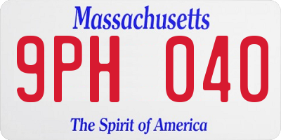 MA license plate 9PH040