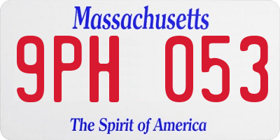 MA license plate 9PH053