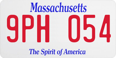 MA license plate 9PH054