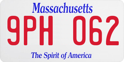 MA license plate 9PH062