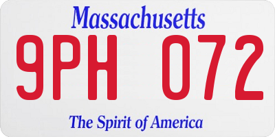 MA license plate 9PH072