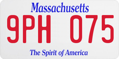 MA license plate 9PH075