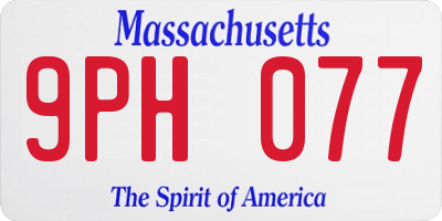 MA license plate 9PH077