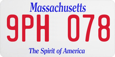 MA license plate 9PH078