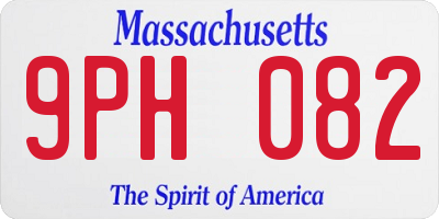 MA license plate 9PH082