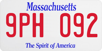 MA license plate 9PH092