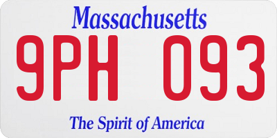MA license plate 9PH093