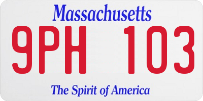 MA license plate 9PH103