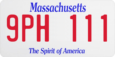 MA license plate 9PH111