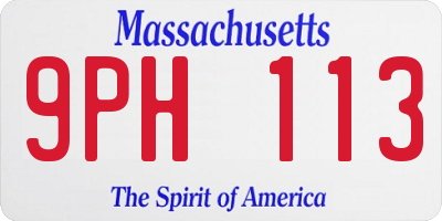 MA license plate 9PH113