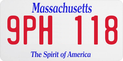 MA license plate 9PH118