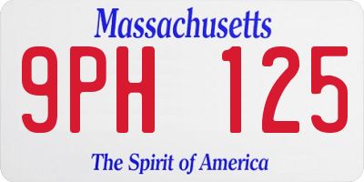 MA license plate 9PH125