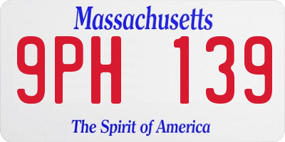 MA license plate 9PH139