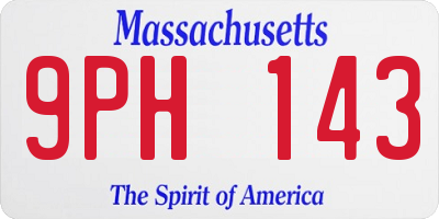 MA license plate 9PH143