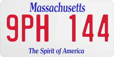 MA license plate 9PH144