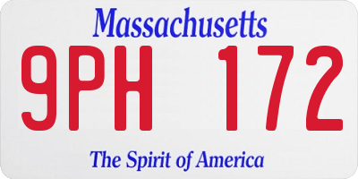 MA license plate 9PH172