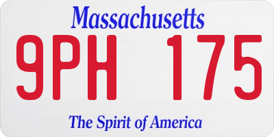 MA license plate 9PH175