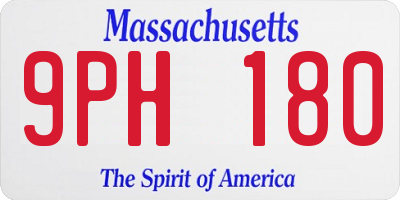 MA license plate 9PH180
