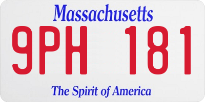 MA license plate 9PH181
