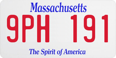 MA license plate 9PH191