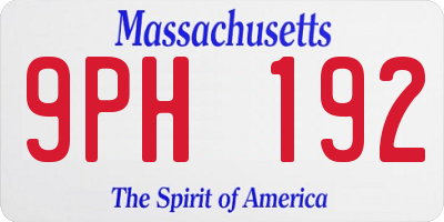 MA license plate 9PH192