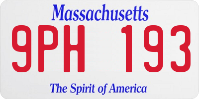 MA license plate 9PH193