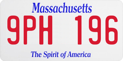 MA license plate 9PH196