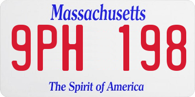MA license plate 9PH198