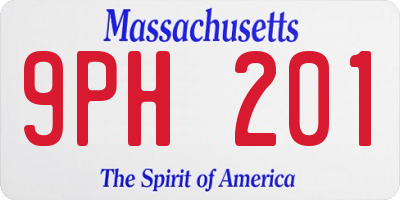 MA license plate 9PH201
