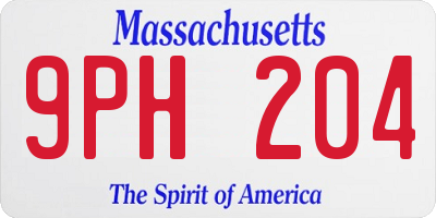MA license plate 9PH204