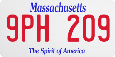 MA license plate 9PH209