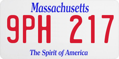 MA license plate 9PH217