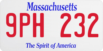 MA license plate 9PH232