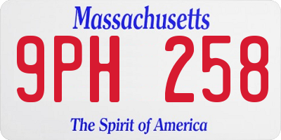 MA license plate 9PH258