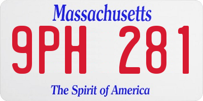 MA license plate 9PH281