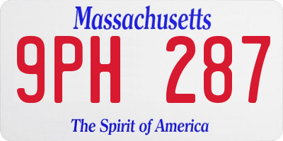 MA license plate 9PH287