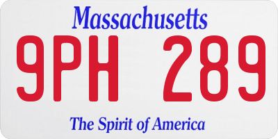 MA license plate 9PH289