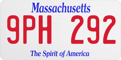 MA license plate 9PH292