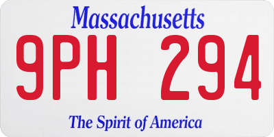 MA license plate 9PH294