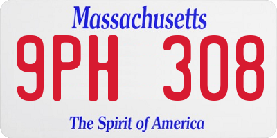 MA license plate 9PH308