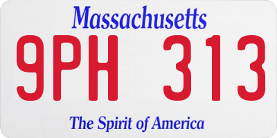 MA license plate 9PH313