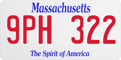 MA license plate 9PH322
