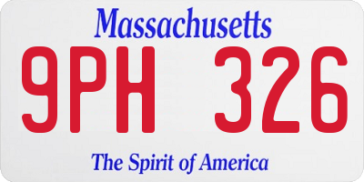 MA license plate 9PH326