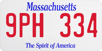 MA license plate 9PH334